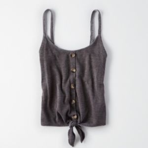 American Eagle Tie Front Gray Tank